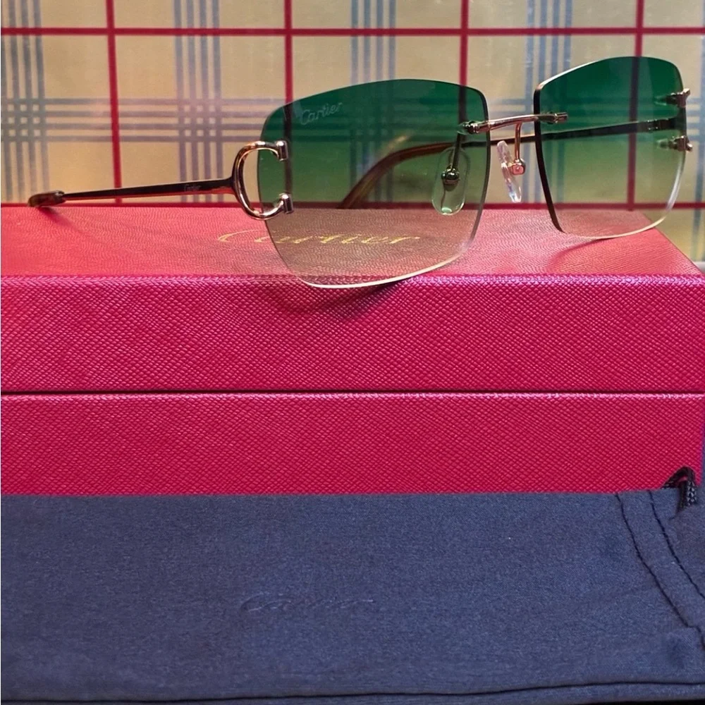 CARTIER UNISEX BIG C RIMLESS SUNGLASSES